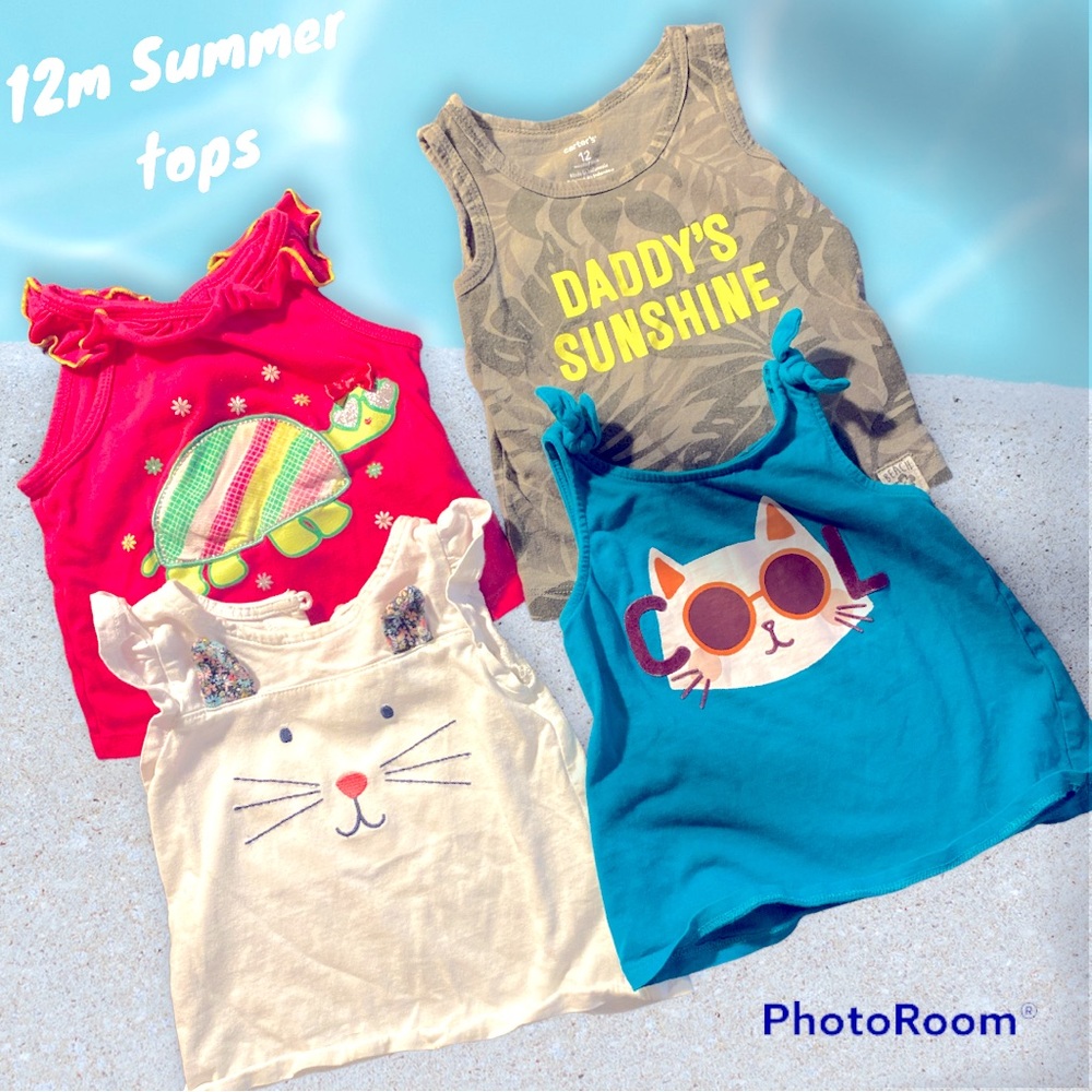 Girl’s Summer Tank-tops 4 count Size 12m